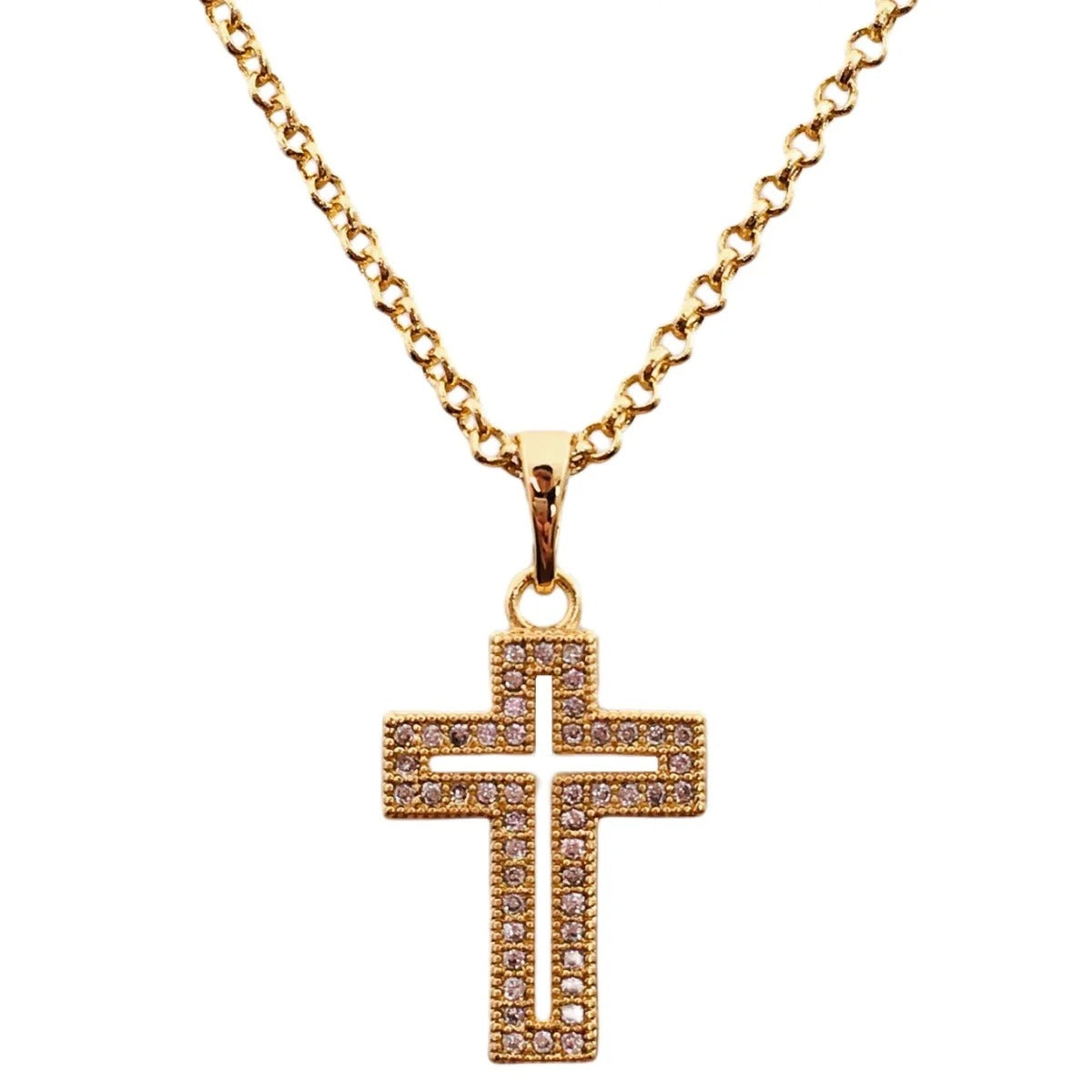 Correntinha Feminina c/ Crucifixo, Folheada a Ouro 18k