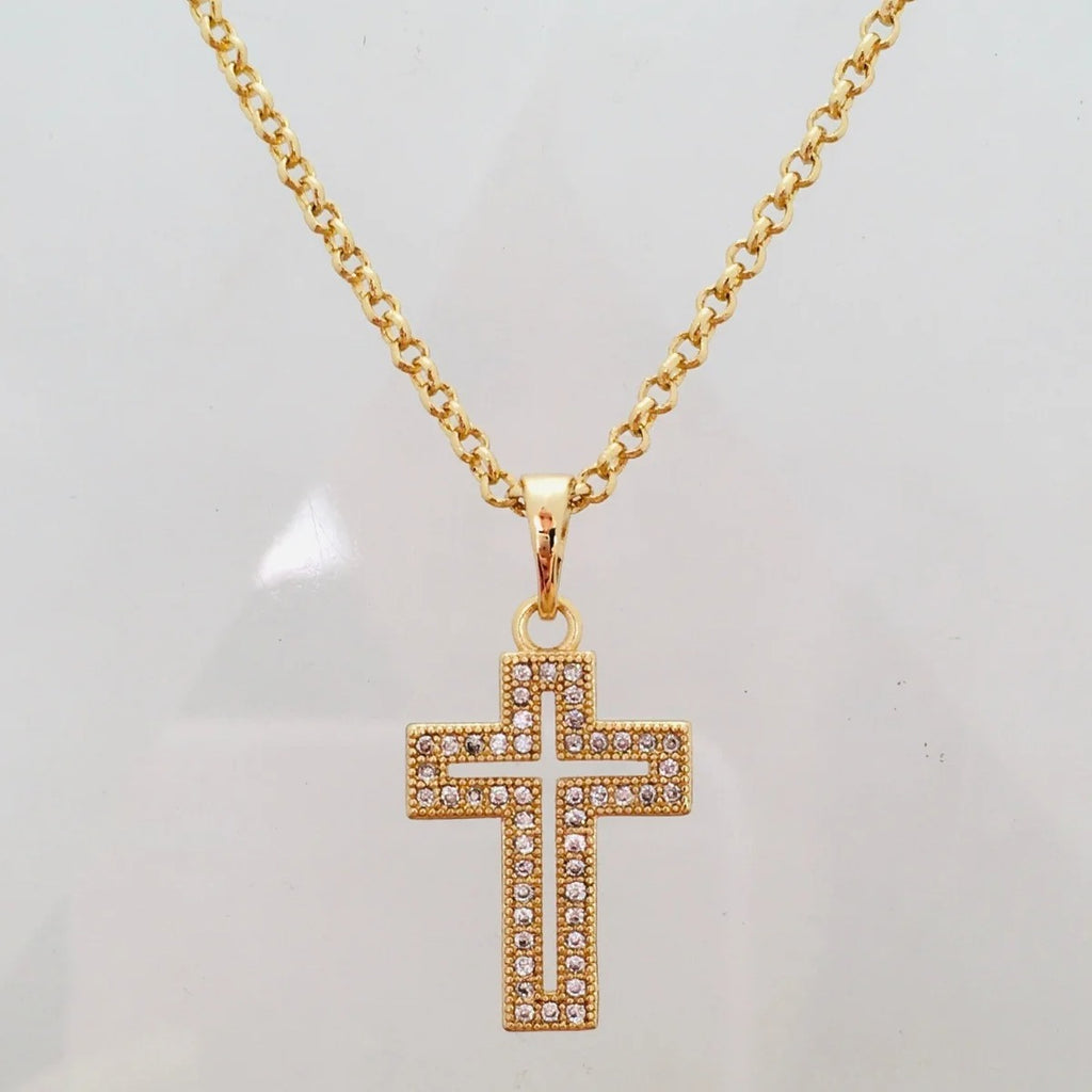 Correntinha Feminina c/ Crucifixo, Folheada a Ouro 18k