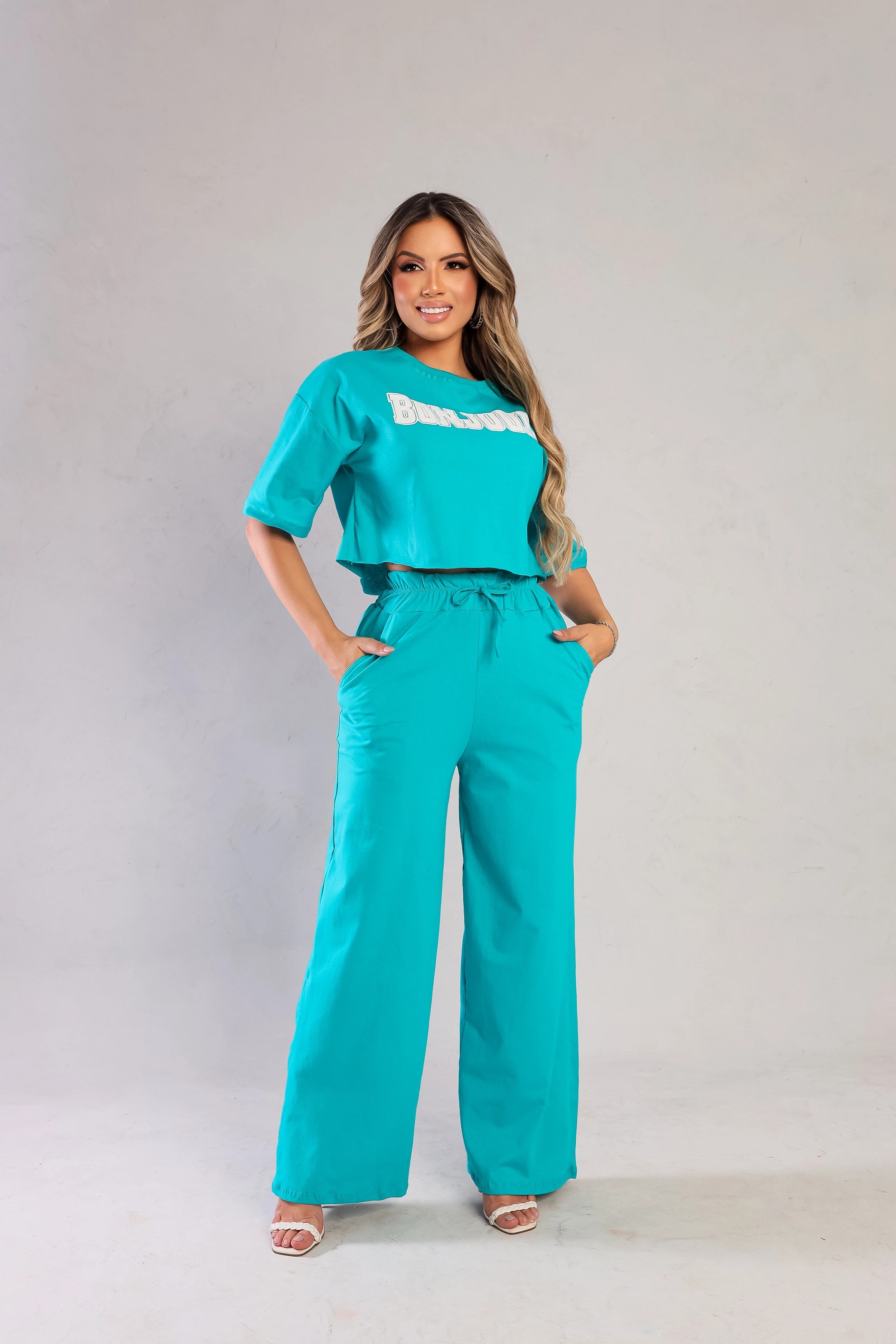 Conjunto Longo Luziniê, Calça Pantalona e Croped