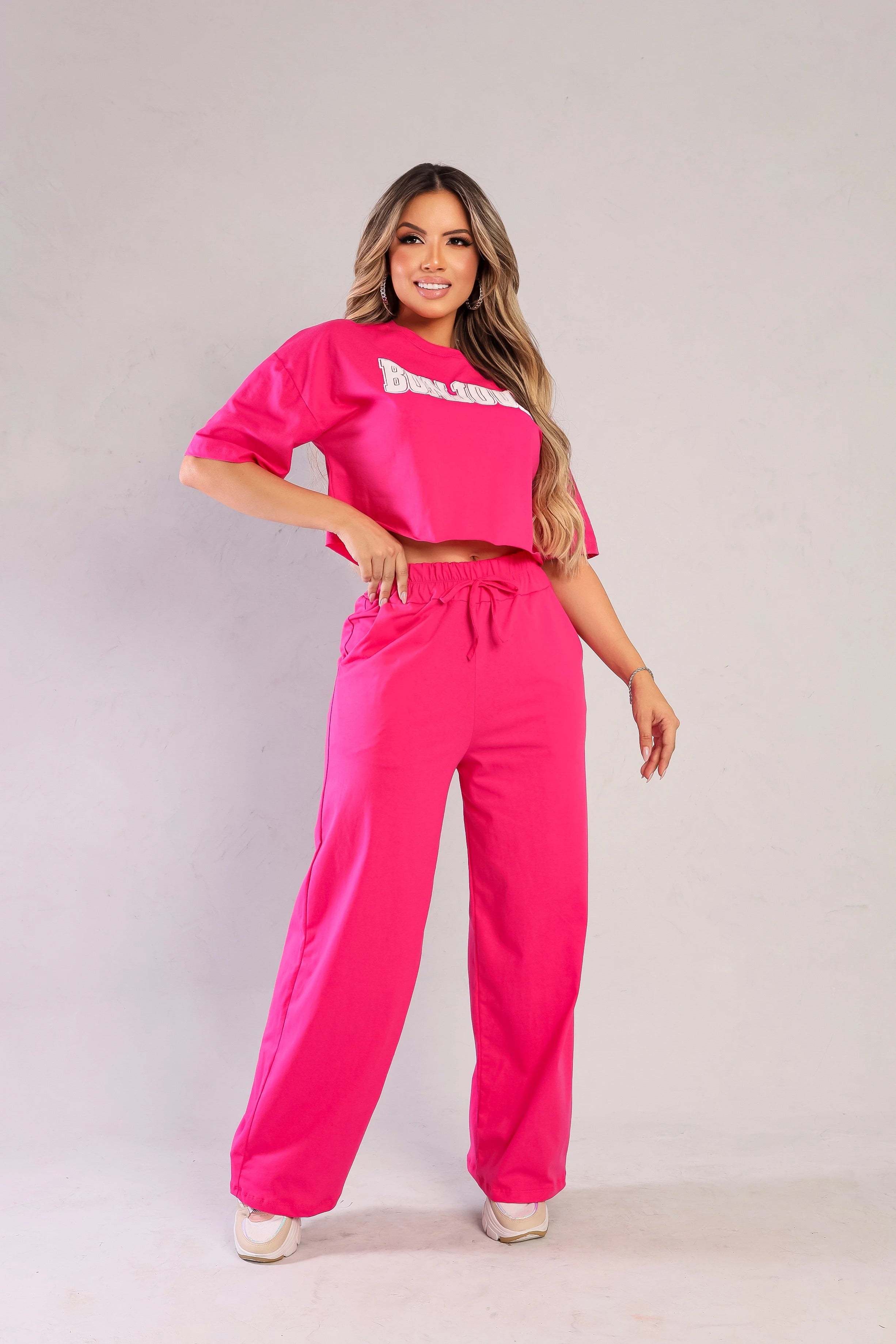 Conjunto Longo Luziniê, Calça Pantalona e Croped